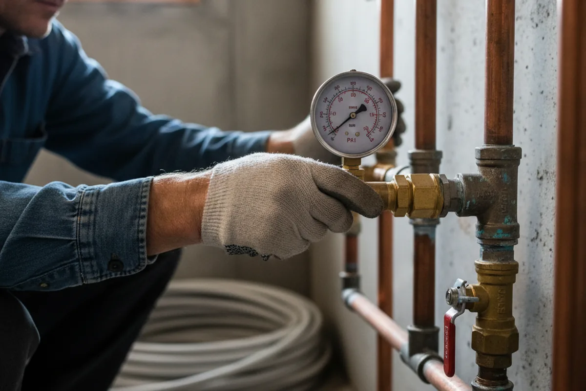 Pressure testing a repaired line during Water Line Repair in Cibolo